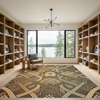 Golden Ornate Lattice Paisley Scroll Rug
