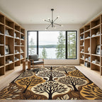 Earthy Brown Trees Abstract Organic Rug