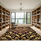 Golden Baroque Floral Vines Rug