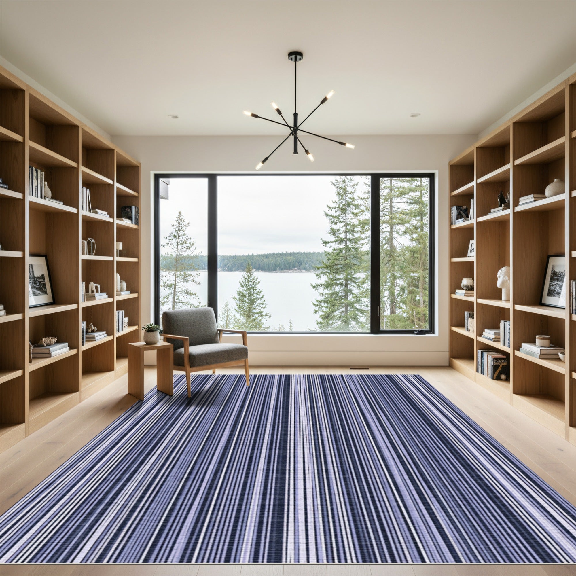 Deep Indigo Vertical Stripe Rug