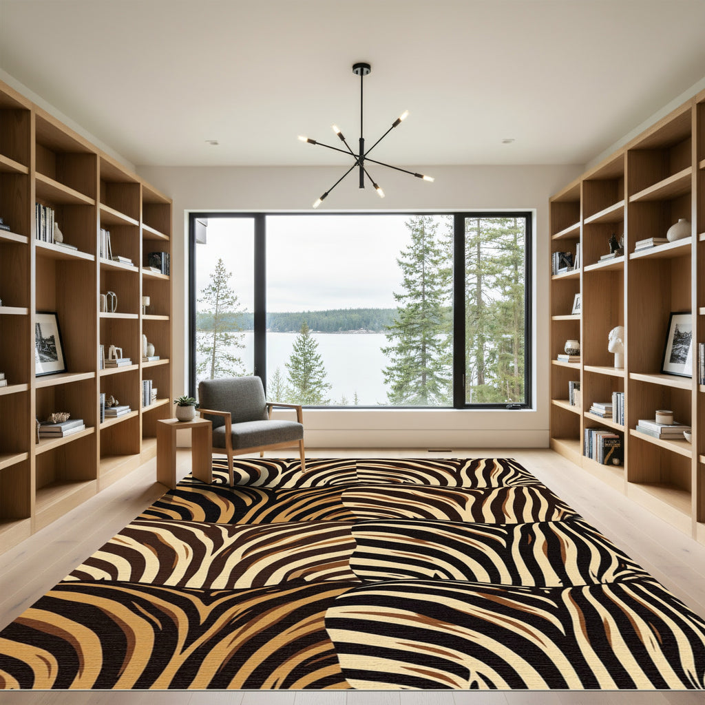 Bold Zebra Stripes Brown Beige Rug
