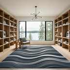 Monochrome Wavy Striped Illusion Rug