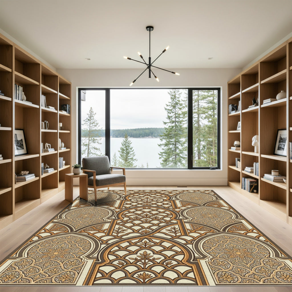 Golden Archway Geometric Ornament Rug