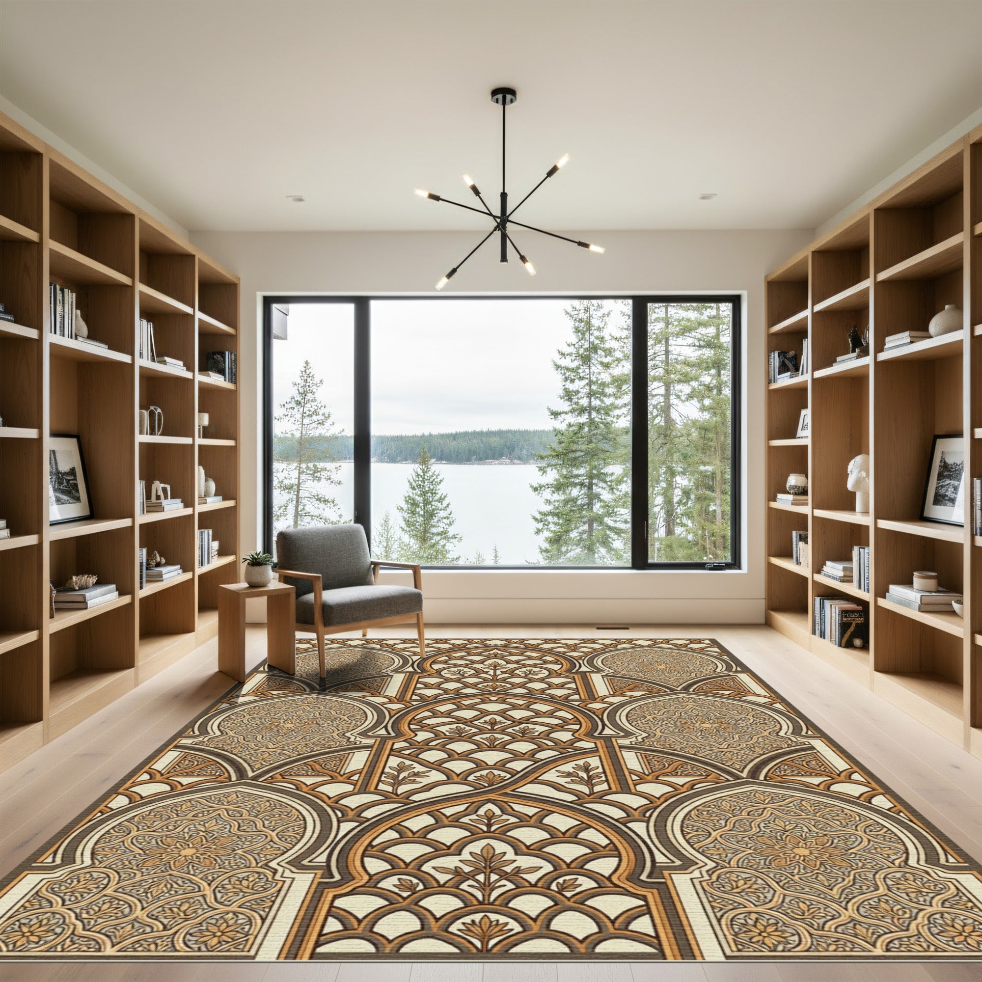 Golden Archway Geometric Ornament Rug