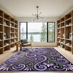 Elegant Purple Floral Swirls Rug