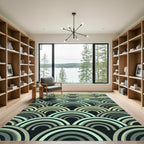 Retro Green Arc Wave Rug