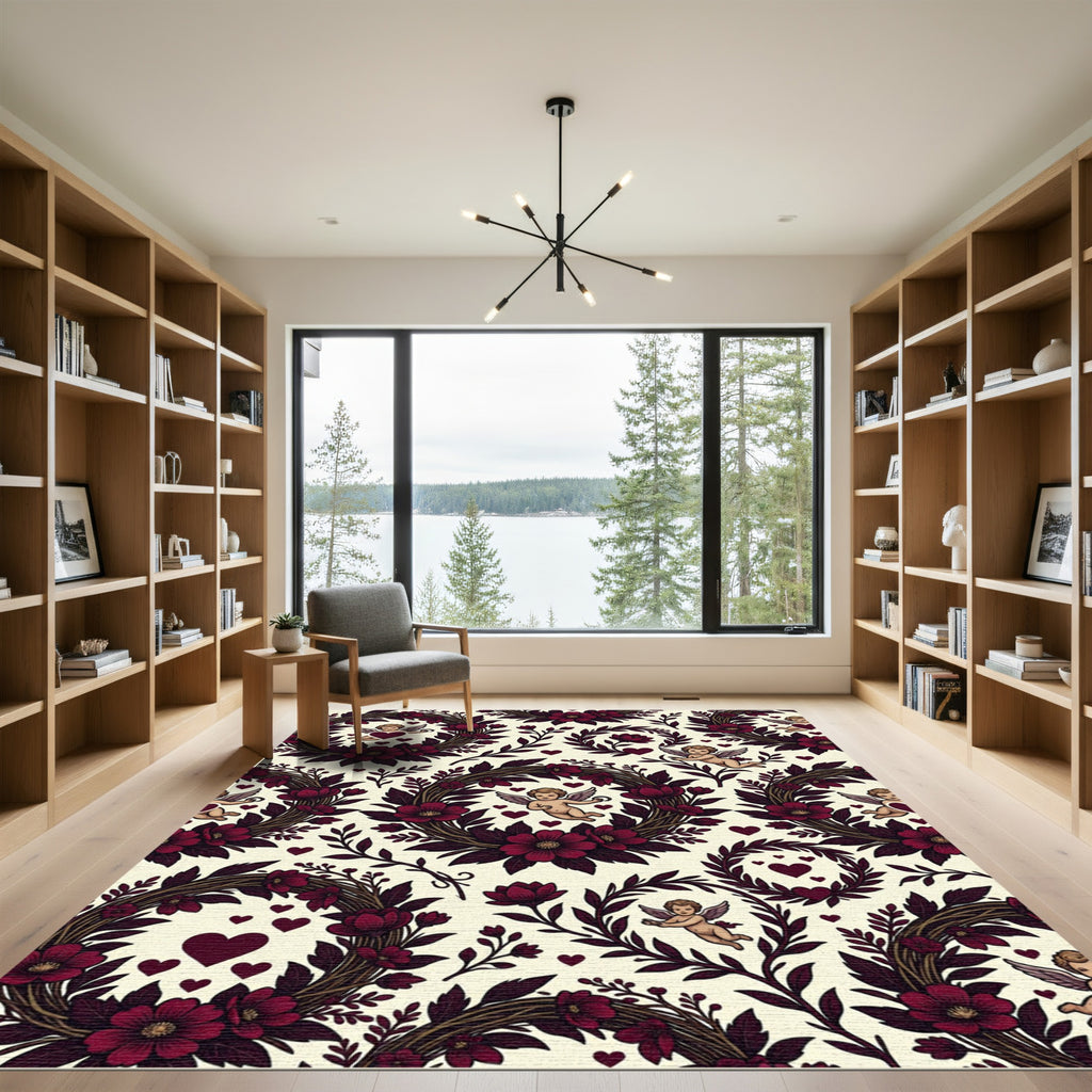 Crimson Cupid Garland Heart Rug