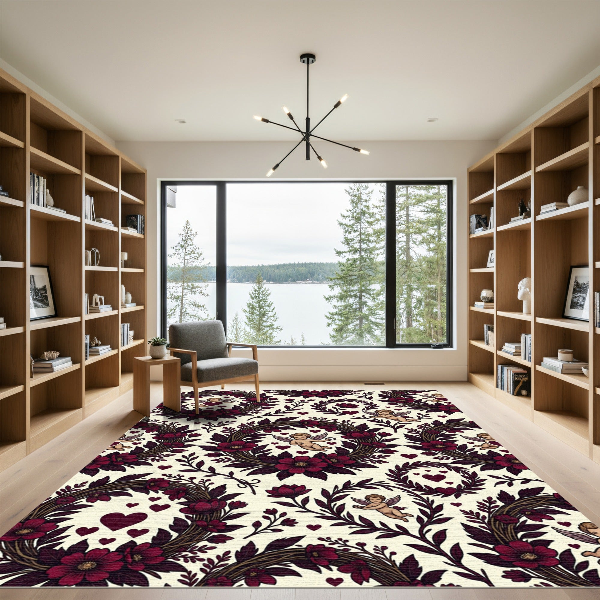 Crimson Cupid Garland Heart Rug