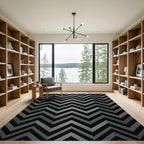 Sophisticated Charcoal Gray Chevron Geometric Rug