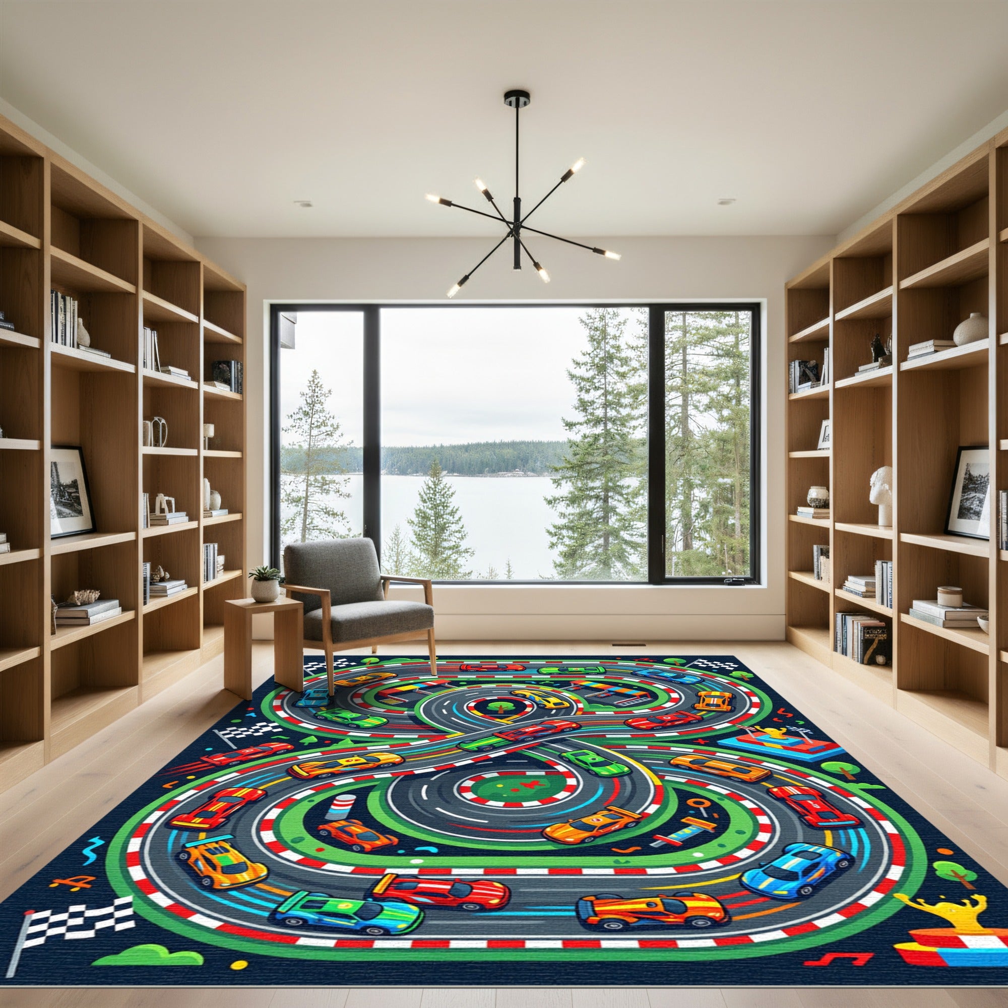 Vibrant Figure Eight Colorful Race Track Rug