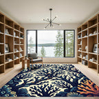 Deep Blue Coral Garden Medley Rug