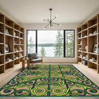 Emerald Green Scrollwork Garden Gate Rug
