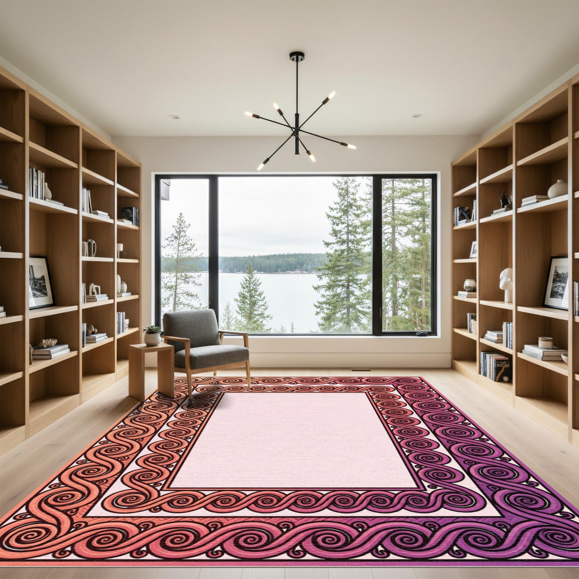 Gradient Swirl Border Abstract Rug