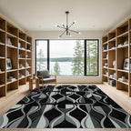 Retro Gray Hourglass Waves Rug
