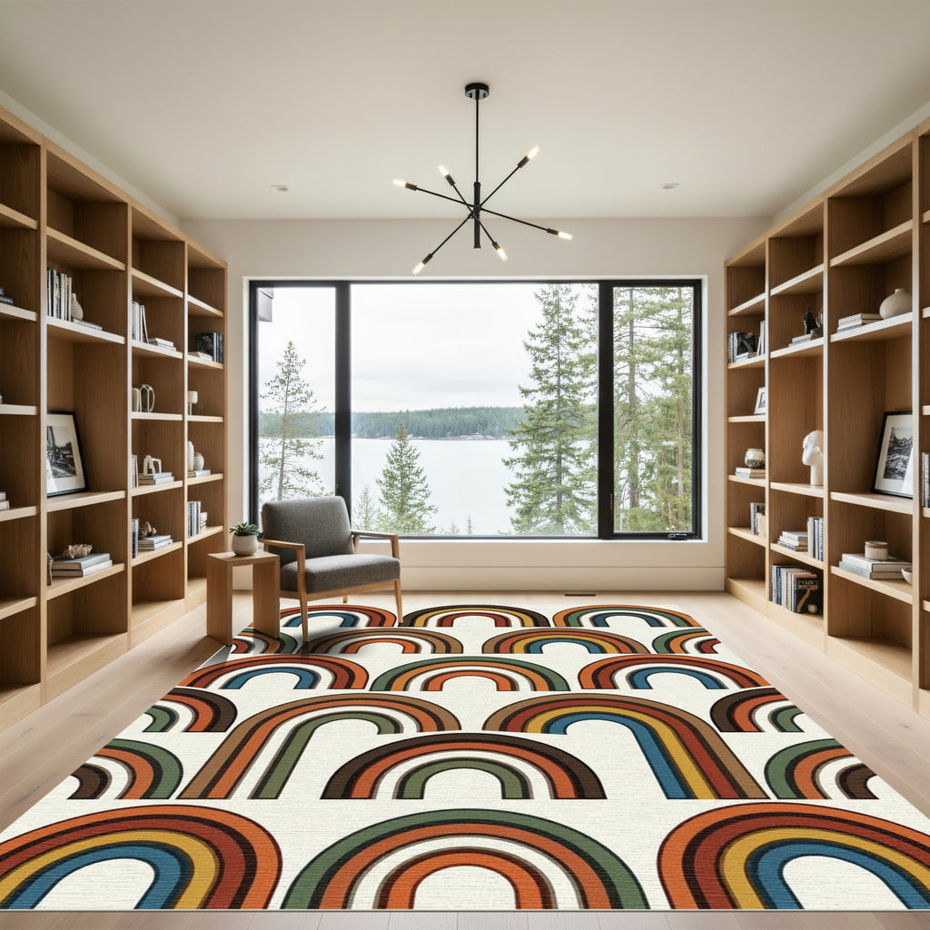 Retro Mid-Century Rainbow Arch Rug