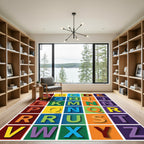Vibrant Multicolored Alphabet Grid Block Rug