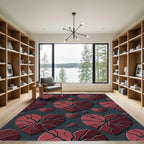 Crimson Cracked Hearts Geometric Rug