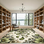 Sage Green Floral Leafy Garland Rug