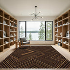 Geometric Linear Bronze Ochre Maze Rug
