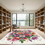Vibrant Watercolor Floral Bouquet Arrangement Rug