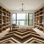 Brown Chevron Layered Stripe Rug