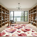 Watercolor Hearts in Pale Pink Rug