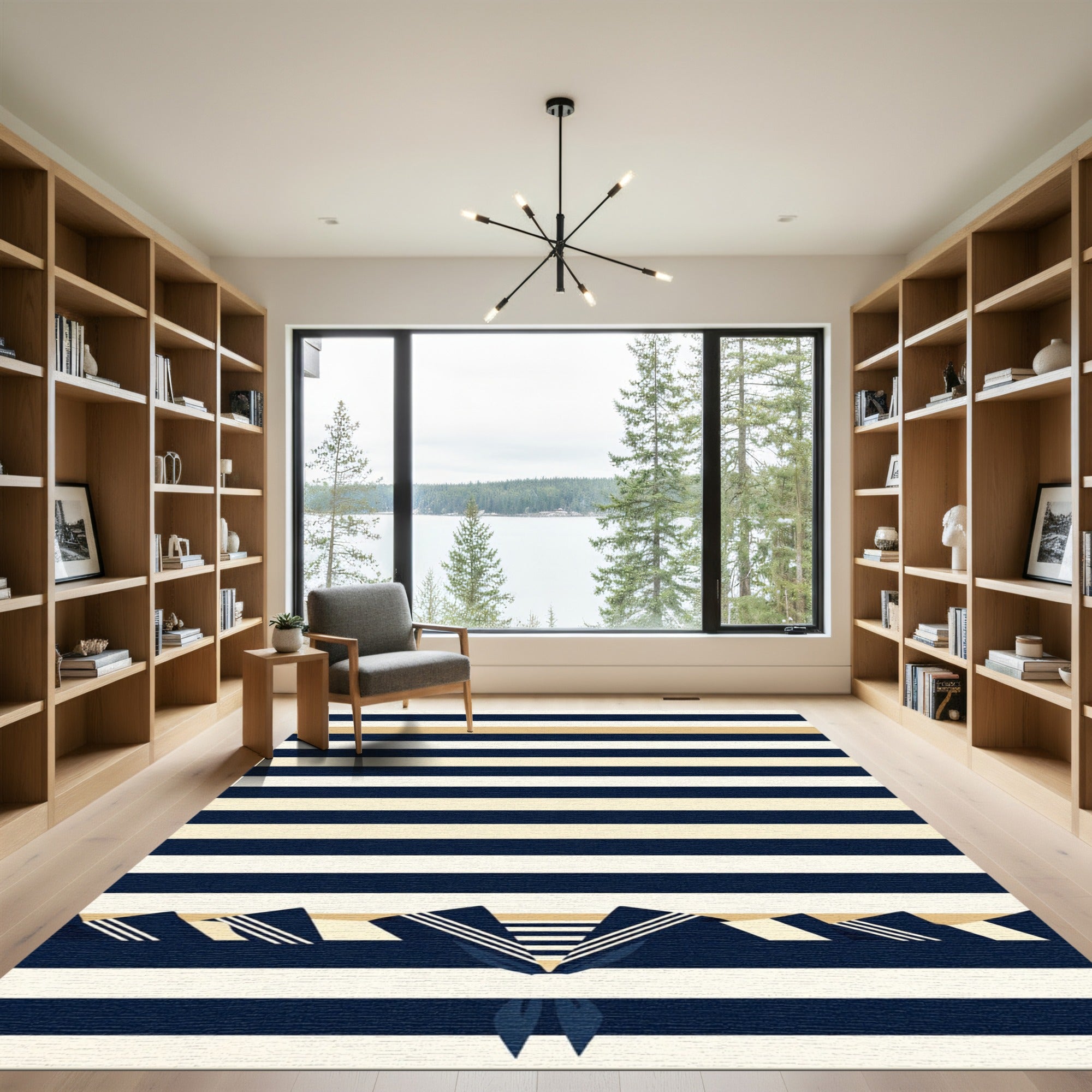 Navy and Cream Nautical Sailor Collar Rug