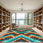 Vibrant Geometric Chevron Boho Aztec Art Rug