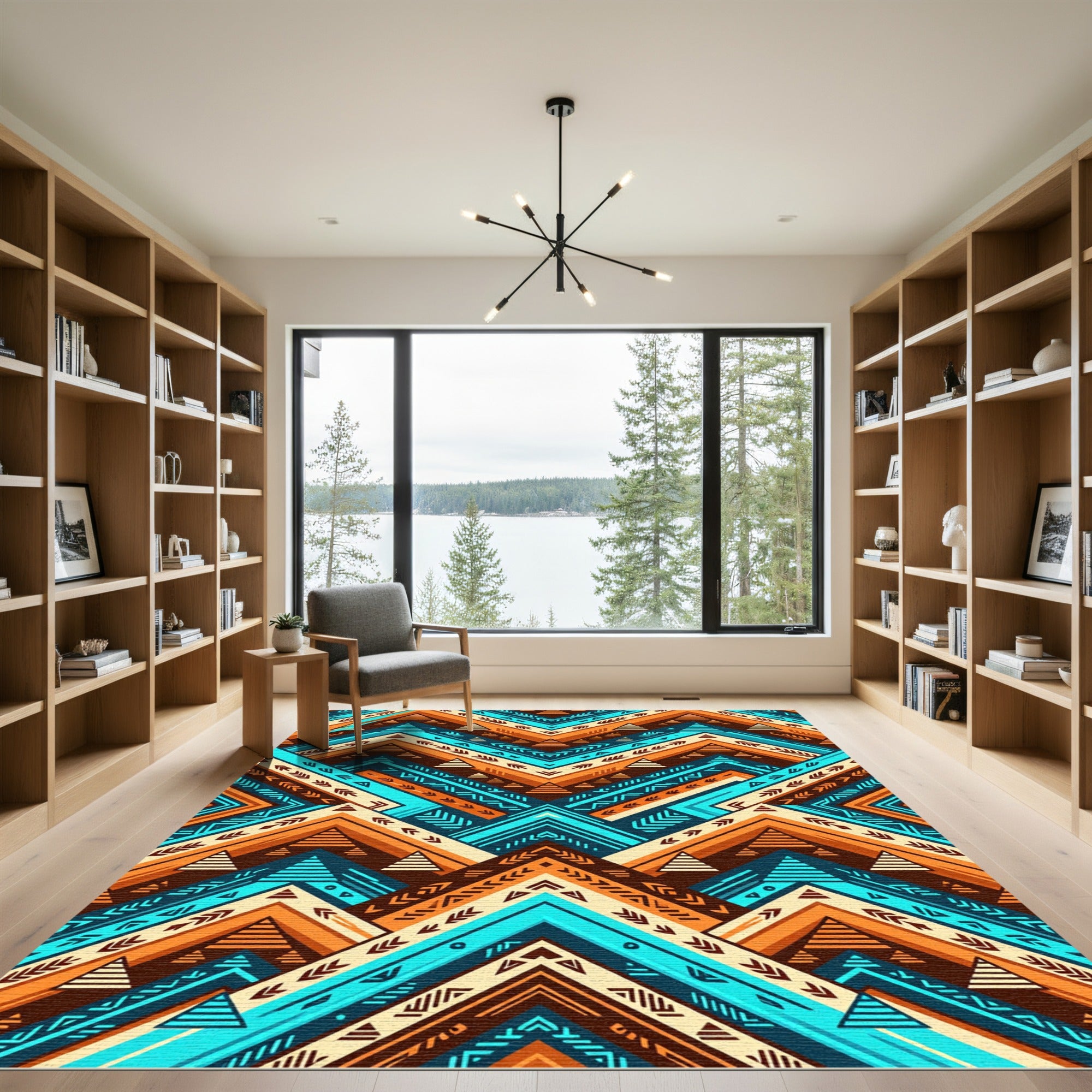 Vibrant Geometric Chevron Boho Aztec Art Rug