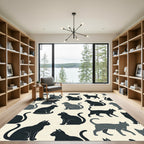 Charcoal Gray Sitting Feline Collection Rug