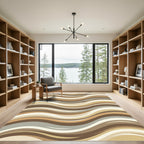 Modern Earthy Wave Curvilinear Abstract Rug
