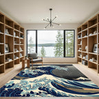 Japanese Great Wave Blue Sea Art Rug