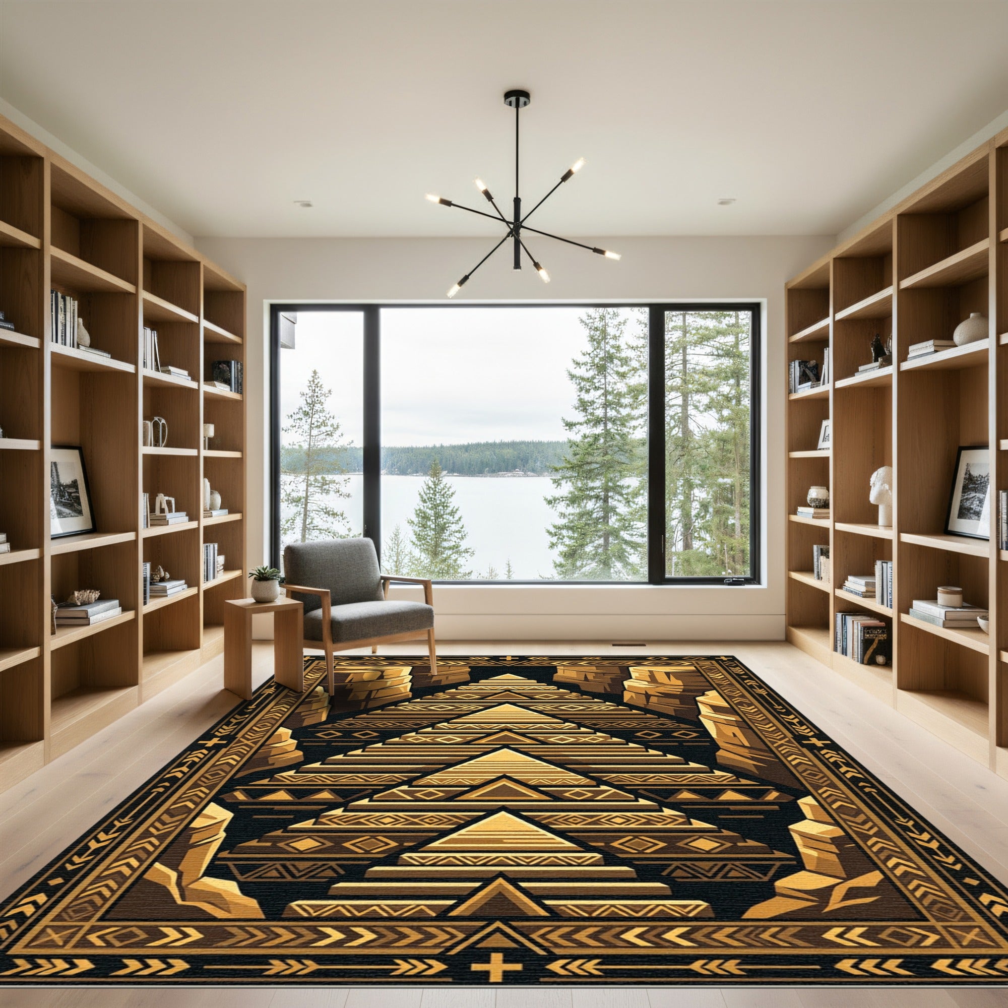 Golden Canyon Geometric Pyramid Rug