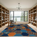 Symphonic Amber Hexagon Mosaic Tile Rug