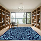Blue Geometric Floral Islamic Art Rug