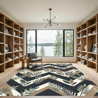 Modern Chevron Foliage Earthy Tones Rug