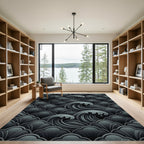 Dark Gray Ocean Wave Composition Rug
