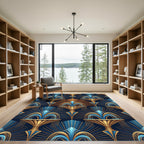 Art Deco Golden Fountain Blue Radiance Rug