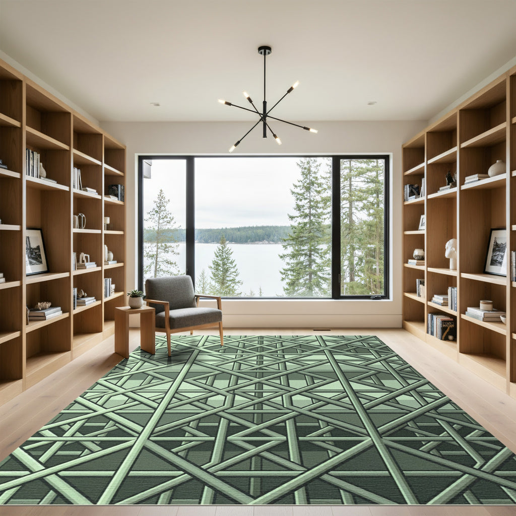 Interlocking Geometric Linework Shade Rug
