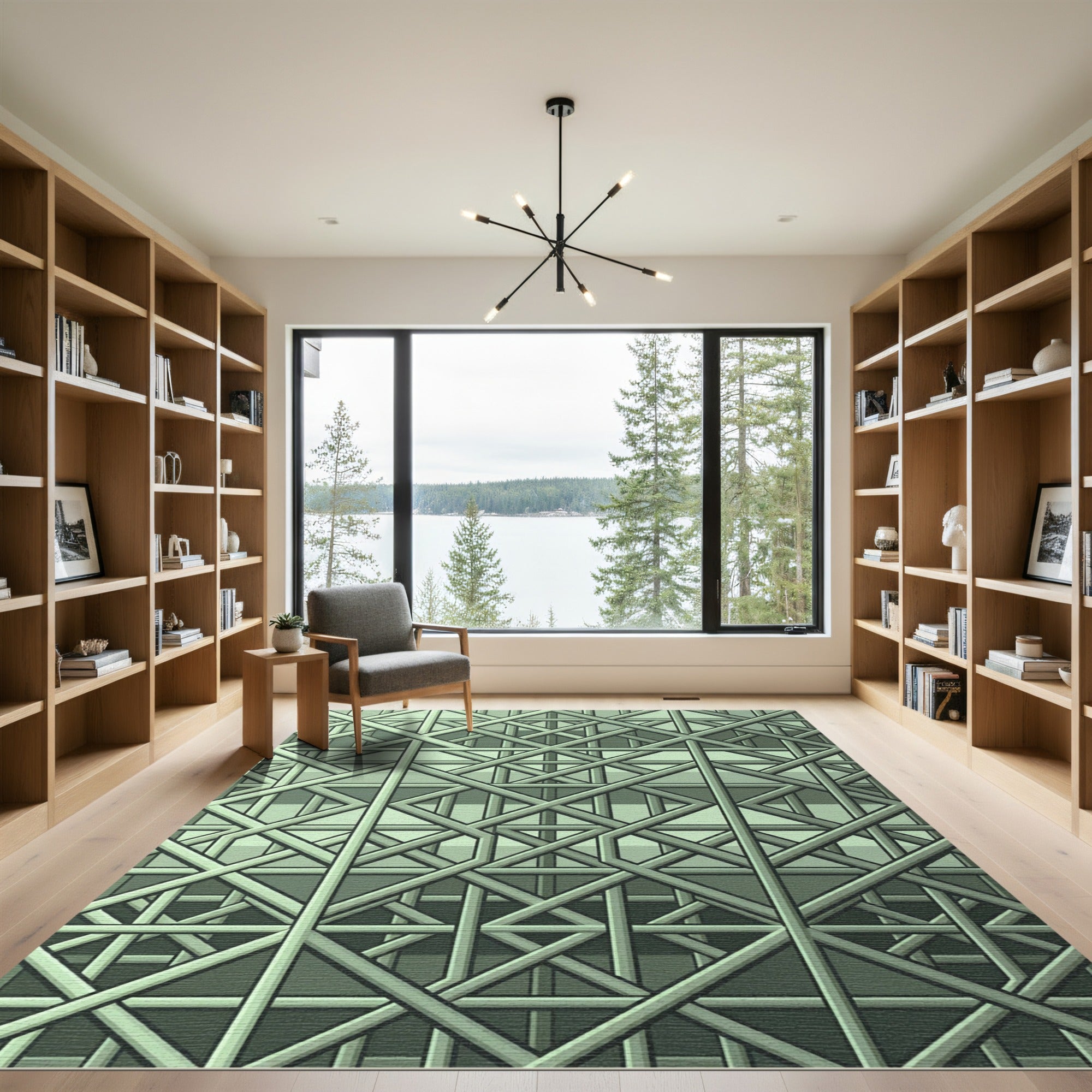 Interlocking Geometric Linework Shade Rug