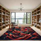 Crimson Peaks Geometric Mountain Ridge Rug
