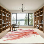 Elegant Terracotta Crimson Abstract Wave Rug