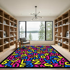 Vibrant Multicolored Alphabet Collage Rug