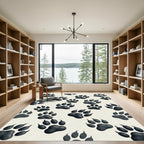 Monochrome Grizzly Bear Paw Track Rug