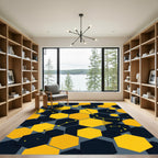 Modern Yellow and Charcoal Constellation Hexagons Rug
