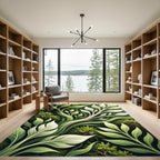 Lush Green Foliage Flowing Vine Rug