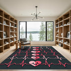 Pink Heartbeat EKG Collage Rug