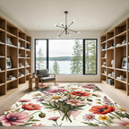 Watercolor Wildflower Meadow Floral Bouquet Rug