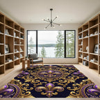 Royal Purple Fleur de Lis Gold Rug