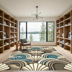 Art Deco Seashell and Teal Wave Rug